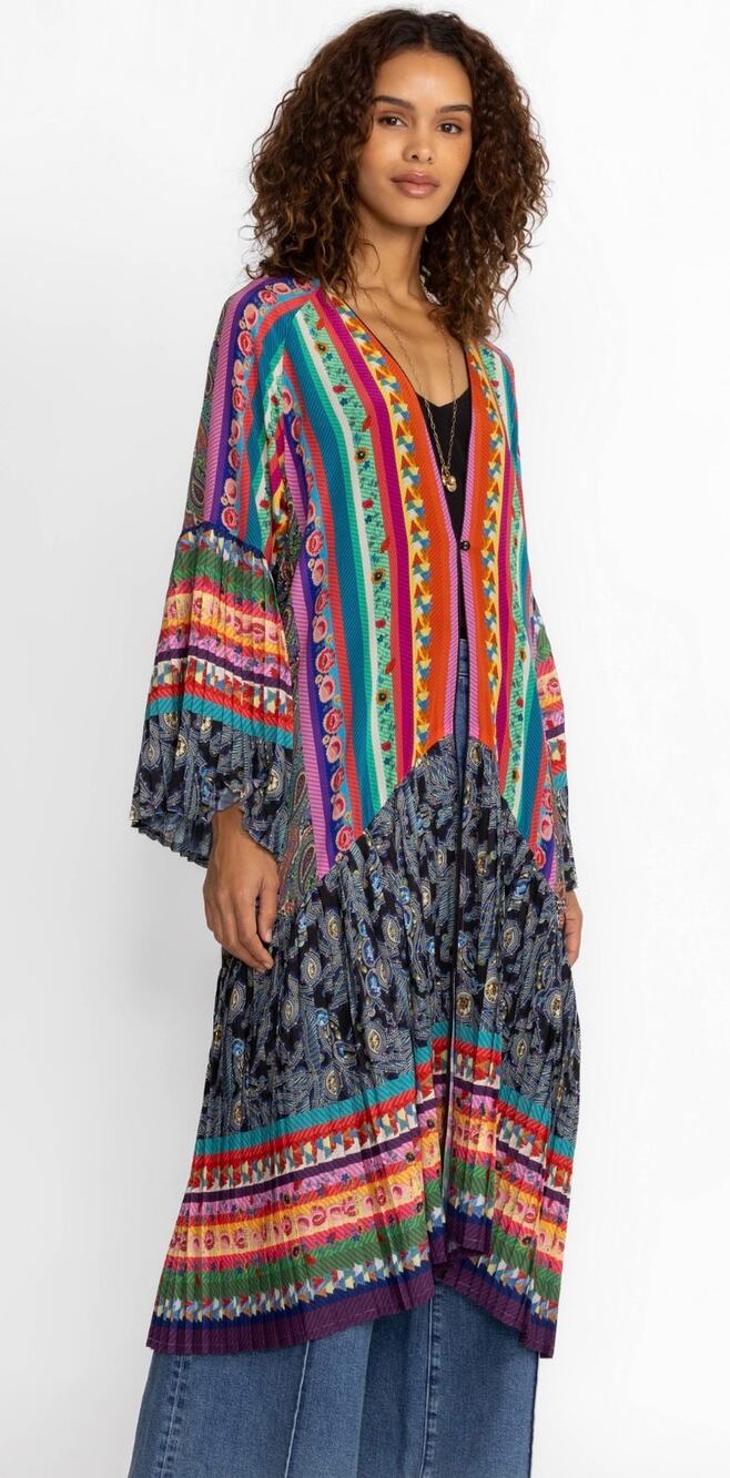 Johnny Was Gemma Pleated Kimono 100% SILK, NWT